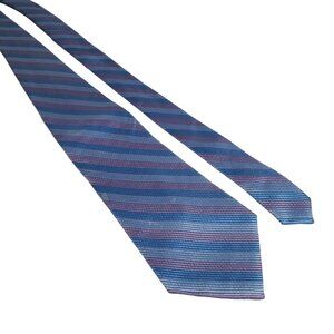 Allyn Saint George Striped Silk Tie Blue Purple Designer Vintage Office Work Dad